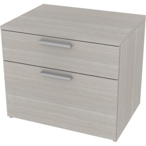Cassettiera moderna 2 cassetti - Design minimal, chiusura rallentata - Rovere rock