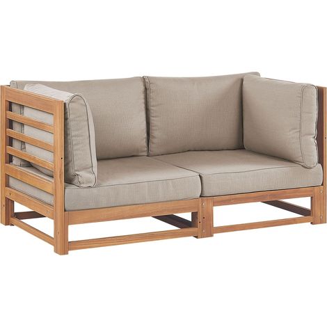 Garden Sofa 2 Seater TRANI Modular Certified Acacia Wood Light Brown