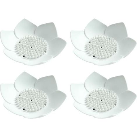 Seifenschalen-Set, 4-teilig – Flexibles Silikon – Rutschfest – Lotus-Design (1/5)