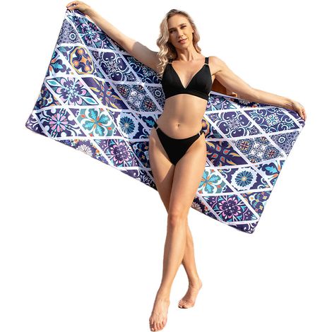 1 serviette de plage, anti-sable, séchage rapide, 80 x 160 cm, microfibre, multicolore (1/5)