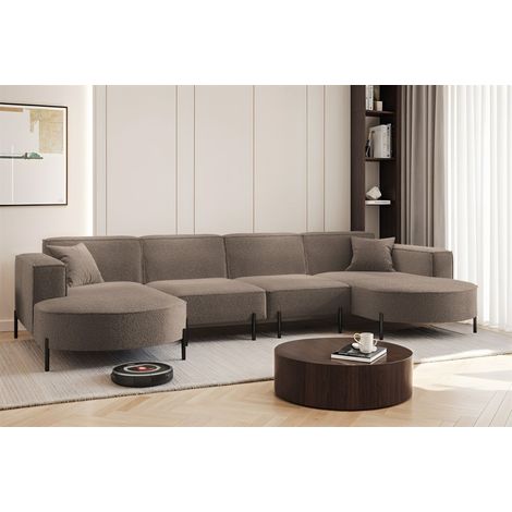 Wohnlandschaft U-Form Sofa VALENCIA XL in Stoff Quelle Braun (1/2)