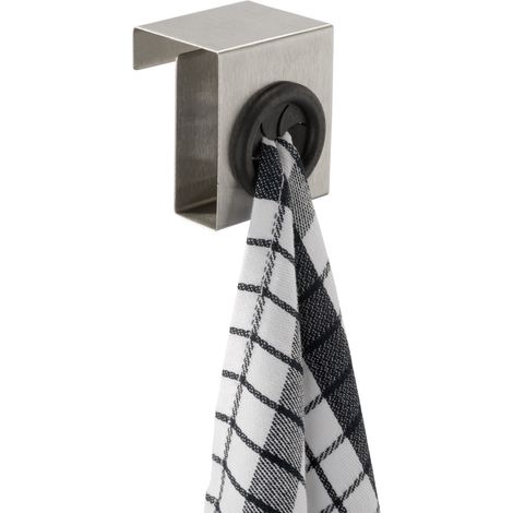 WENKO 4368060100 Gancio sopraanta Push inox satinato, Acciaio inossidabile, 5 x 6 x 4 cm, Opaco (1/5)