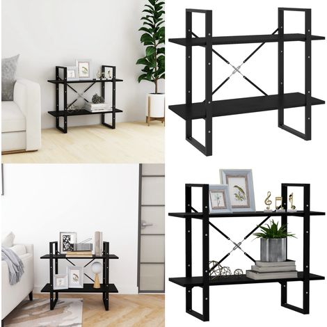 Bibliothèque à 2 niveaux Noir 80x30x70 cm Bois de pin massif - Bibliothèque Industrielle - Bibliothèque Design - Étagère Bois - Meuble Rangement - Bibliothéque Noir - Home & Living (1/5)