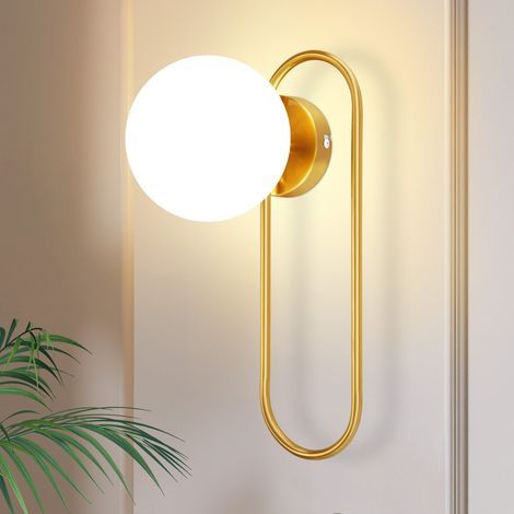 GBLY Applique Murale Intérieure Lampe Murale Couloir - Applique Murale Verre Doré Moderne Lampe Couloir Appliques E14 Boule De Verre Rétro Éclairage pour Escalier Lit Salon Hôtel (Sans Ampoule) (1/5)