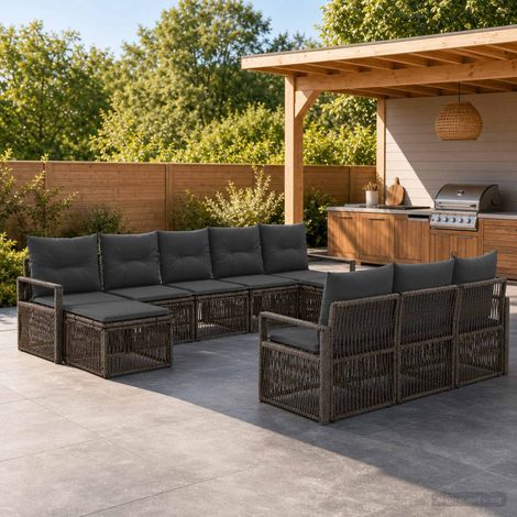 Set Divano da Giardino 10 pcs Grigio polyrattan vidaXL (1/5)