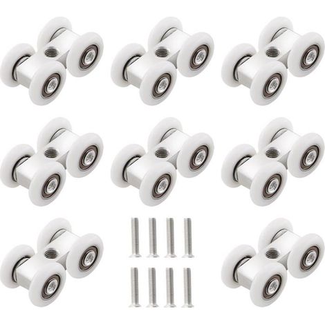 Roulettes pour porte coulissante, 8 pièces, Blanc, Aluminium et (1/5)