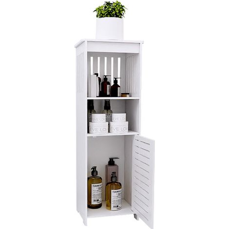 Meuble salle de bain Avec une porte - 25x20x80cm Blanc (1/5)