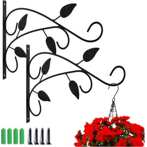 Pieces Wall Hanging Plant Hook with Screw Holder Plant Hook Lantern Bird Feeders Metal Garden Basket for Balcony Garden Decoration 25x20cm (1/5)