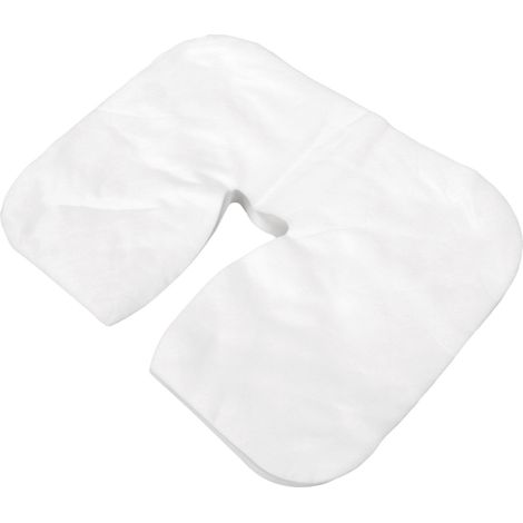 Lot de 100 serviettes jetables en coton pour la tête, les tables de massage ou les oreillers, avec trous en forme de U. (1/5)