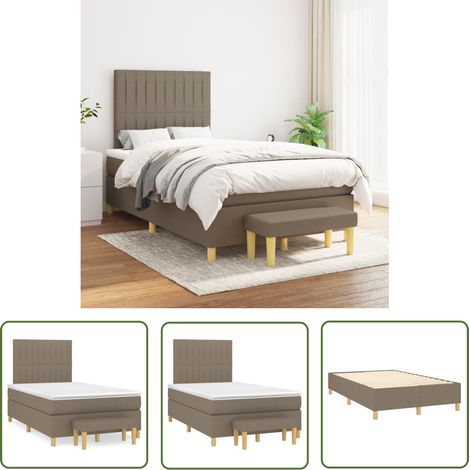The Living Store Boxspringbett mit Matratze Taupe 120x200 cm Stoff - Boxspringbett - Doppelbett - Bettenrahmen - Lattenrost - Matratze (1/5)
