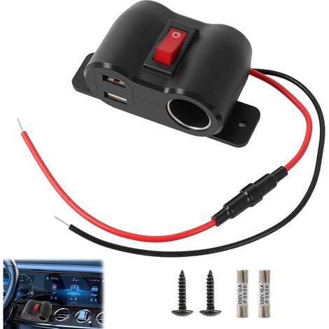 Chargeur USB Voiture QC3.0 et PD3.0 12V avec Prise Allume-Cigare 120W, Prise Allume Cigare USB, Adaptateur Répartiteur avec Interrupteur et Voltmètre LED pour 12V/24V Voitures, Bateaux et Camping-Cars (1/5)