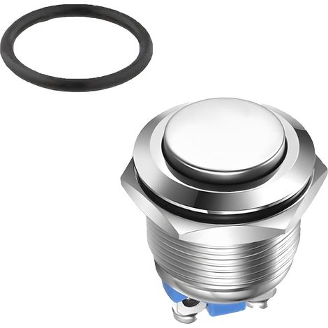 Bouton De Démarrage Rond, 16mm Bouton Poussoir Momentané Interrupteur Poussoir Industrielle Commutateur Auto-Réinitialisation Étanche Coque en Alliage D'Aluminium pour Moto Tableau de Bord Machine (1/5)