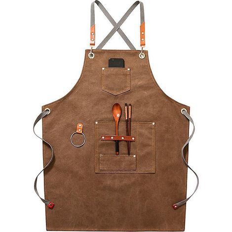 (kaki)tablier De Cow-boy De Haute Qualit Avec Poches Pour Coiffeur, Peintre, Jardinier, Styliste De Coiffure Pour Femme Et Homme (1/5)