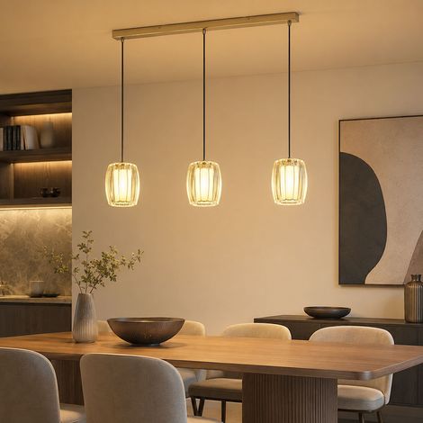 Pendelleuchte Deckenleuchte Hängelampe höhenverstellbar klar Glas opal H 120 cm (1/5)