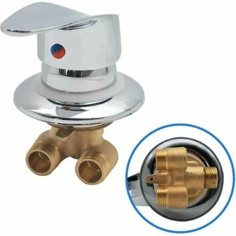 Tigrezy Duschkabinen-Mischbatterie, Messing-Duscharmatur-Auslassumsteller, Chrom-Duschmischbatterie, G1/2-Anschluss, Kalt- und Warmwasser-Duschmischer für Badezimmer (1/5)