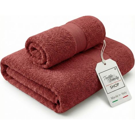 Coppia Asciugamani Viso e Ospite Fragola - Spugna 100% Cotone 450 g/m² Made in Italy