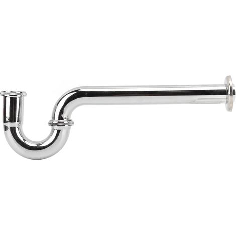 Ensemble de tubes de vidange d'évier en laiton, finition lisse argentée, remplacement de tuyau de salle de bain sans vieillissement G1-1/4 pouces (1/5)