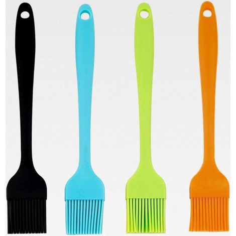 Lot de 4 pinceaux à pâtisserie en silicone, adaptés pour barbecue, grillades, cuisson au four et préparation de plats, en 4 couleurs différentes