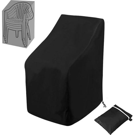 Housse protection chaise jardin imperméable - 89x89x120cm - UV résistant - Cordon serrage - Noir (1/5)