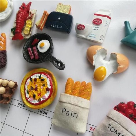 Lot de 10 aimants de réfrigérateur en forme de fruits stéréoscopiques, pour tableaux blancs, activités et décorations pour enfants. (1/5)