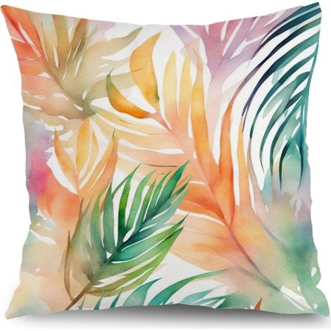 Housse de coussin fleurs extérieur, décoration canapé jardin,45×45cm (1/5)