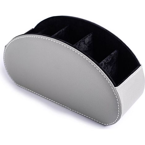 Support de télécommande, organiseur de bureau en cuir végétalien, 5 compartiments pour télécommandes TV, contrôleurs multimédia, fournitures de bureau, pinceaux de maquillage (gris ), (1/5)