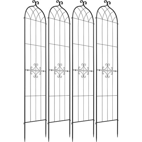 Mophorn Garden Trellis, 220 x 52.5 cm Rose Trellis, Set of 4 Plant Support Trellises with Powder-Coated Finish and Easy Locking Design, Ideal for Flowers, Vegetables, and Climbing Plants (1/5)