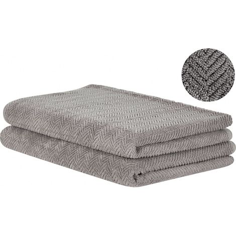 Set of 2 Towels MITIARO Terry Cotton Grey