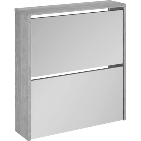 Maison Exclusive - Scarpiera con Specchio a 2 Livelli Grigio sonoma 63x17x67 cm (1/5)