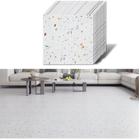 Set mit 10 selbstklebenden PVC-Bodenfliesen, 30x30cm, wasserfester Vinylboden in Marmoroptik – einfache Verlegung für Küche und Wohnzimmer (1/5)
