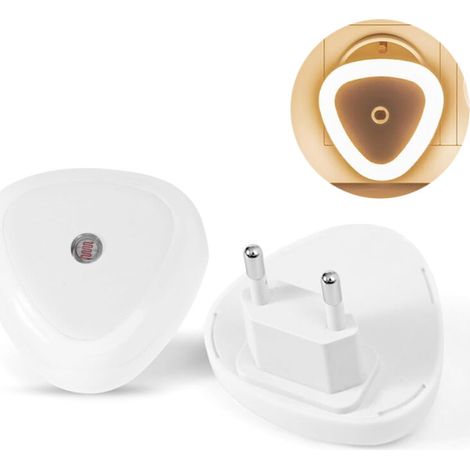 Lot de 2 Veilleuses LED à Brancher avec Capteur Crépusculaire – Lumière Blanc Chaud Automatique pour Chambre, Salle de Bain et Couloir (1/5)