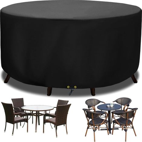 Round Garden Furniture Cover Waterproof Diameter 300 x 90 cm Extra Large 420D Oxford Fabric Outdoor Windproof Anti-UV (1/5)