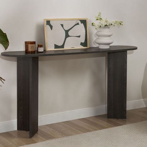 Consolle Cercino, un Ripiano, Peso Supportato 25 kg, Colore Ripiano Nero, 150x35x75h cm Nero (1/5)