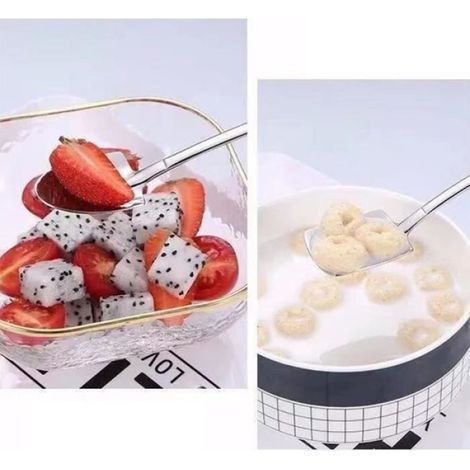 Cuillère de table, 4pcs cuillère à dessert cuillère à pastèque cuillère à glace (argent) (1/4)