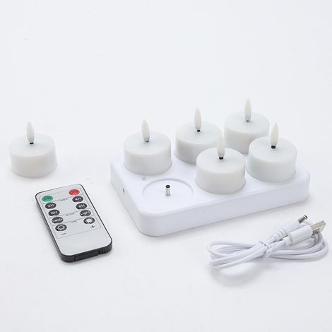 wiederaufladbare Teelichter mit Ladestation und Timer – LED-Teelichter – flackernde Kerzen mit Fernbedienung – Timerfunktion – perfekt für Zuhause – Halloween – Kürbis – Weihnachten – Partydekoration (1/5)