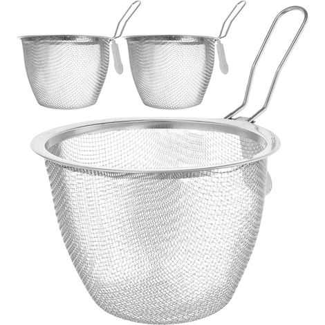 Lot de 3 passoires,acier inoxydable,maille fine,friture,nouilles,raviolis,cuisine (1/5)