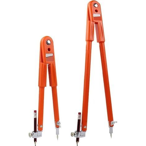 Lot de 2 compas professionnels pour travail du bois avec aile et porte-crayon 450 mm et 750 mm