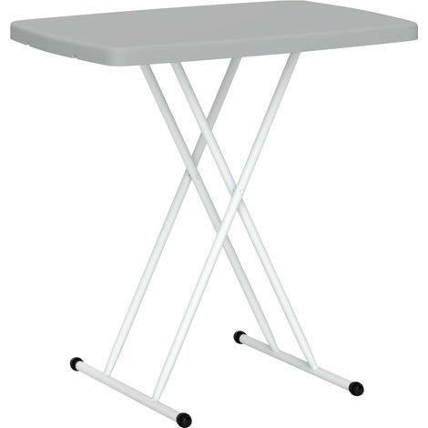 Folding side table in HDPE, folding table with 6 adjustable height levels for patios and gardens, 76 x 50 x 74 cm, grey (1/5)