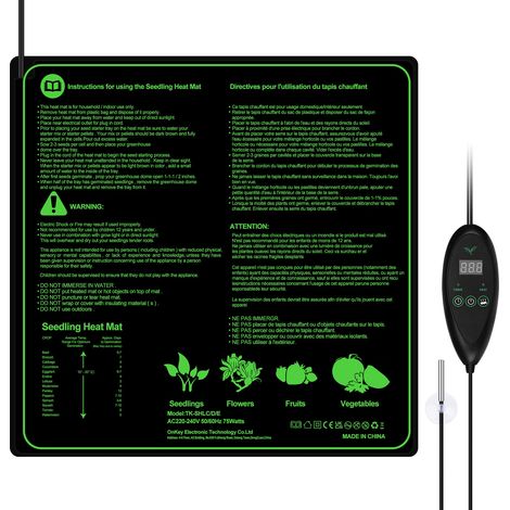 Heizmatte Wärmematte mit Thermostat wasserdichte Heizmatte Gewächshaus Heizkissen mit 6 Temperaturstufen und 6 Timerstufen für Sämling Germination Pflanzen Wachstum,50 x 50cm