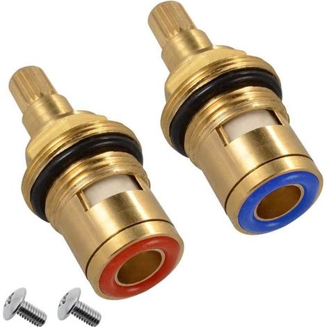 Replacement Ceramic Faucet Cartridge 20 Notches Universal Brass Faucet Replacement with Replacement Screws for Kitchen, Home, and Bathroom Faucet Parts (1/5)
