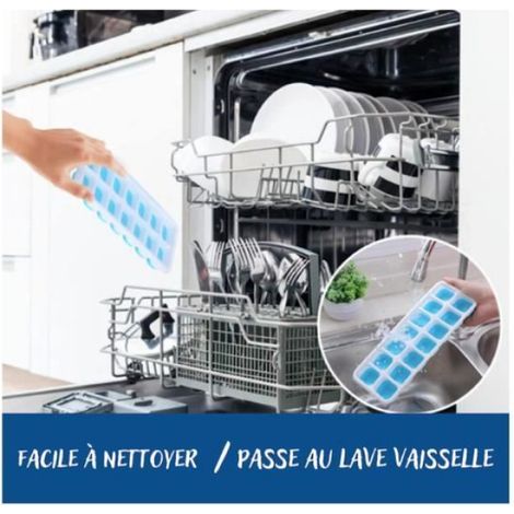 Lot de 4 Bacs à Glaçons Empilable avec Couvercle/Silicone Facile à Démouler/Passe au Lave-vaisselle/Idéal Cocktail Batch Cooking (1/4)