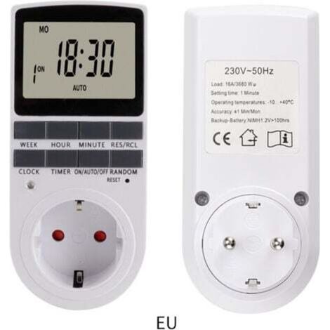 (1 confezione) Presa digitale programmabile con timer per il conto alla rovescia, timer digitale giornaliero/settimanale, programmatore per prese elettriche con schermo LCD e modalità casuale antifurt