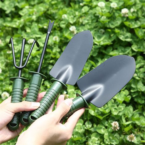 4-teiliges Gartenschaufel-Set für Haus, Zimmerpflanzen und Blumenbeete. Mini-Schaufel, Bonsai-Werkzeug, 4-teiliges grünes Set. (1/4)
