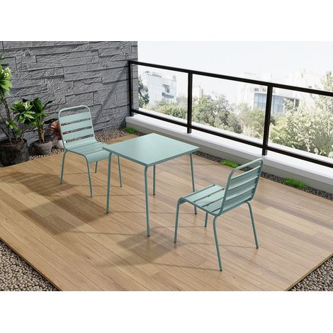 Table de jardin carrée L.70 cm en métal - Vert amande - MIRMANDE de MYLIA (1/3)