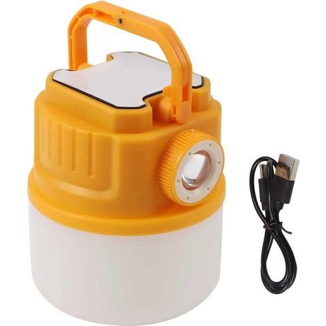 LED-Solar-Campinglampe mit Zoomfunktion, 4 Modi, USB-aufladbare Laterne, Batterieanzeige, Haken für den Außenbereich, Wandern, Nachtmarkt, gelb (C50 gelb) (1/4)