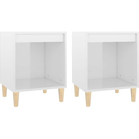 vidaXL Tables de chevet 2 pcs Blanc brillant 40x35x50 cm