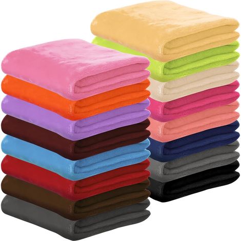 Lot de 16 Plaids Polaire pour Canapé, 80 x 60 cm Petites Couvertures Flanelle Douces et Légères, Plaids Corail Chauds pour Enfant Bébé Animal, Voyage Camping Lit Bureau, 16 Couleurs (1/5)
