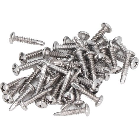 Vis M4,2 x 19 mm, tête ronde, acier inoxydable 304, lot de 100, autoforeuses à pointe perceuse, visserie pour métal (1/5)