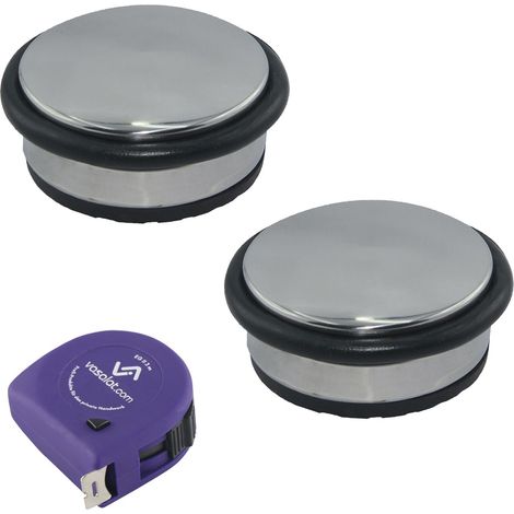 vasalat Türstopper schwer 1,3kg - Tür Stopper Boden mit Gummipuffer ø 95mm, Höhe 45mm, Türpuffer zum Schutz von Wand & Tür, Edelstahl poliert - 2 Stück (1/4)