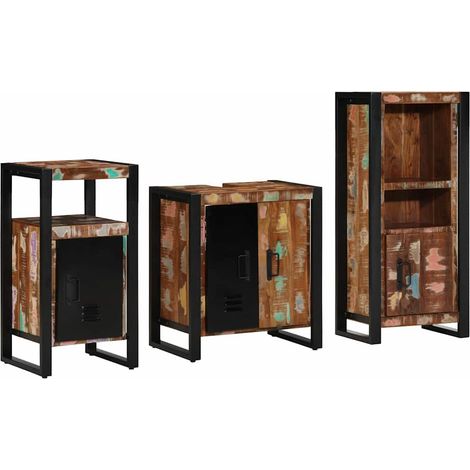 Badezimmermöbel-Set mit Regal 3 pcs Massives upgecyceltes Holz (1/5)